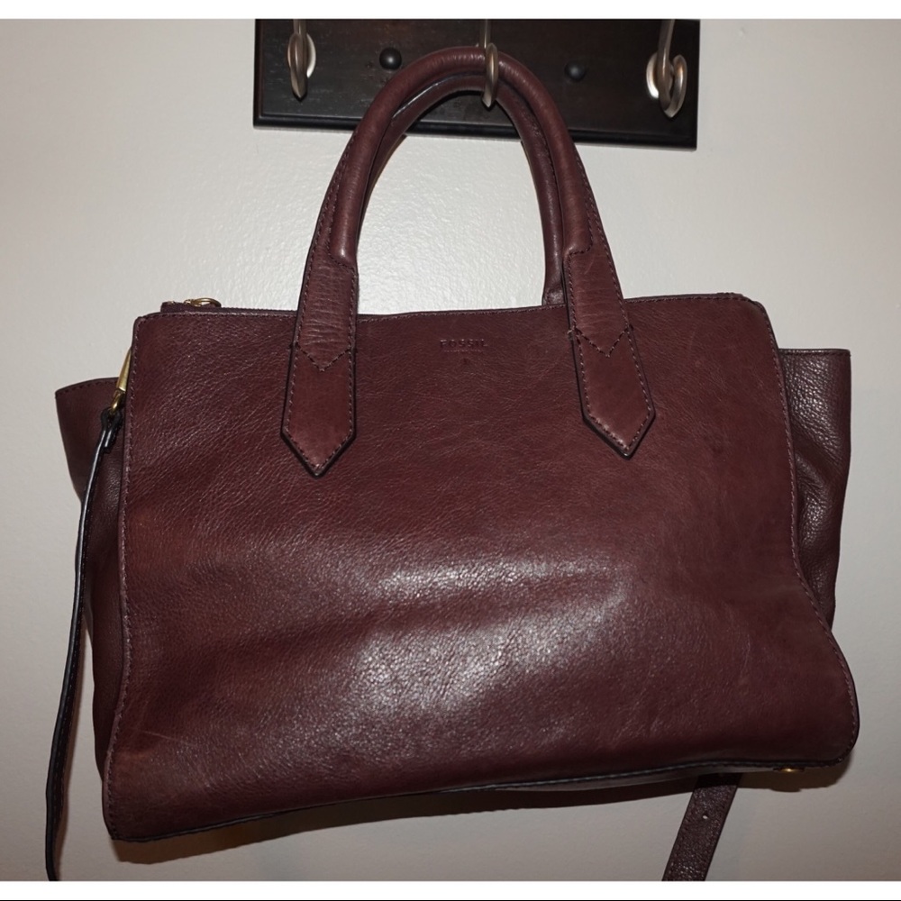 Fossil Maroon Knox Shopper Satchel
